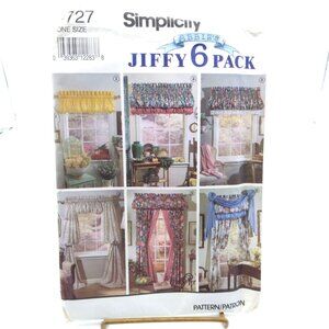1990s Simplicity 7727 Uncut Vintage  Jiffy 6 Pack Window Treatment Sewing